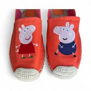 Tory Burch Orange Espadrilles with Peppa Pig Design
